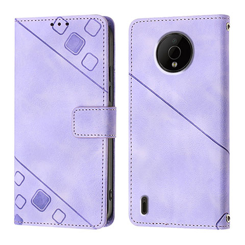 Funda de Cuero Cartera con Soporte Carcasa YB1 para Nokia C200 Morado