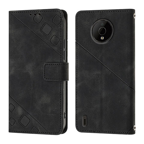 Funda de Cuero Cartera con Soporte Carcasa YB1 para Nokia C200 Negro