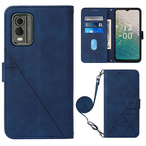 Funda de Cuero Cartera con Soporte Carcasa YB1 para Nokia C210 Azul