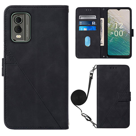 Funda de Cuero Cartera con Soporte Carcasa YB1 para Nokia C210 Negro