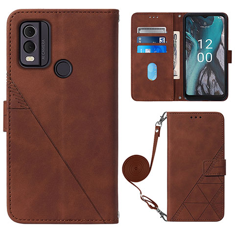 Funda de Cuero Cartera con Soporte Carcasa YB1 para Nokia C22 Marron