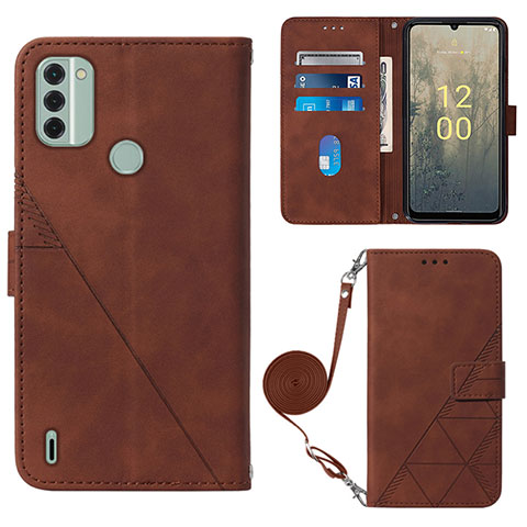 Funda de Cuero Cartera con Soporte Carcasa YB1 para Nokia C31 Marron