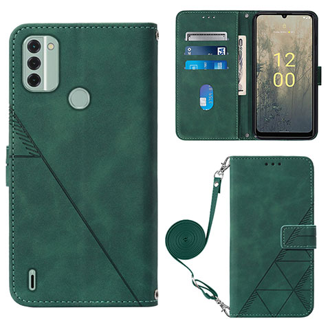 Funda de Cuero Cartera con Soporte Carcasa YB1 para Nokia C31 Verde