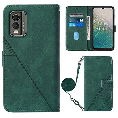 Funda de Cuero Cartera con Soporte Carcasa YB1 para Nokia C32 Verde