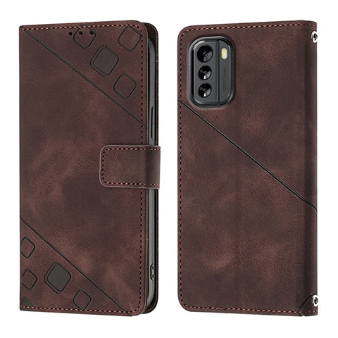 Funda de Cuero Cartera con Soporte Carcasa YB1 para Nokia G60 5G Marron