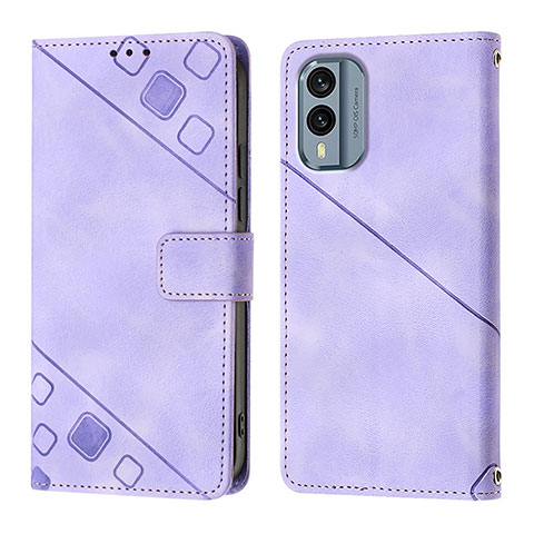 Funda de Cuero Cartera con Soporte Carcasa YB1 para Nokia X30 5G Morado