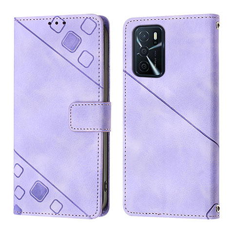 Funda de Cuero Cartera con Soporte Carcasa YB1 para Oppo A16 Morado