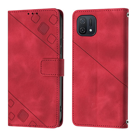 Funda de Cuero Cartera con Soporte Carcasa YB1 para Oppo A16K Rojo