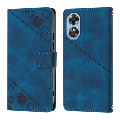 Funda de Cuero Cartera con Soporte Carcasa YB1 para Oppo A17 Azul