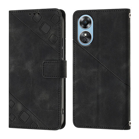 Funda de Cuero Cartera con Soporte Carcasa YB1 para Oppo A17 Negro