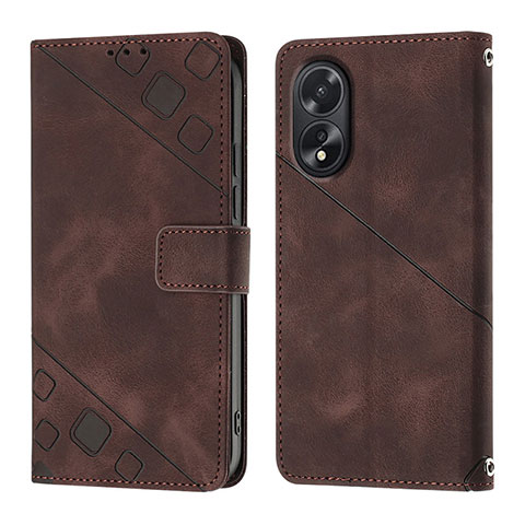 Funda de Cuero Cartera con Soporte Carcasa YB1 para Oppo A18 Marron