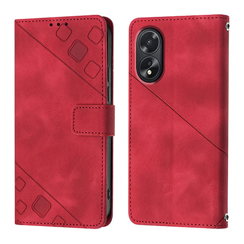 Funda de Cuero Cartera con Soporte Carcasa YB1 para Oppo A18 Rojo