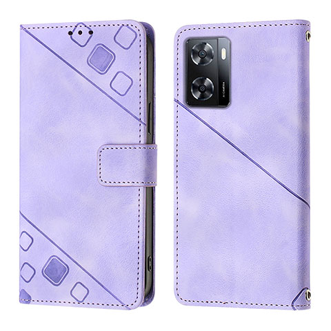 Funda de Cuero Cartera con Soporte Carcasa YB1 para Oppo A57e Morado