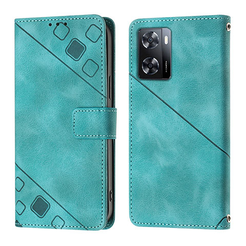 Funda de Cuero Cartera con Soporte Carcasa YB1 para Oppo A57e Verde