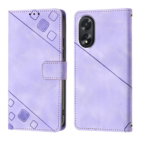 Funda de Cuero Cartera con Soporte Carcasa YB1 para Oppo A58 4G Morado