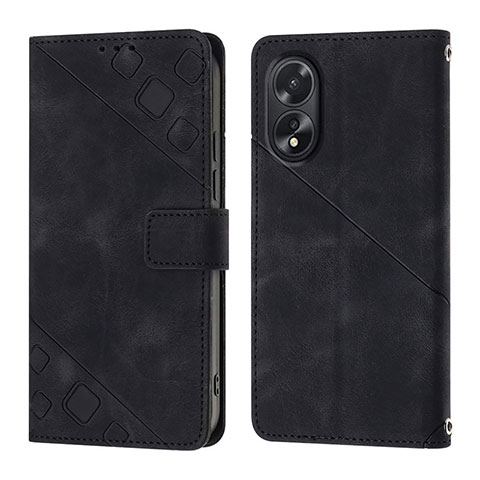 Funda de Cuero Cartera con Soporte Carcasa YB1 para Oppo A58 4G Negro