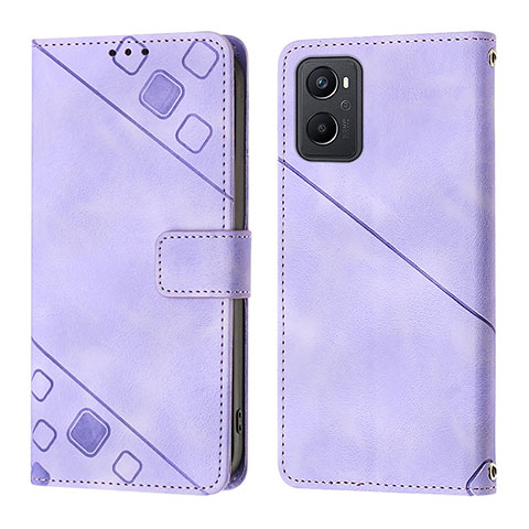 Funda de Cuero Cartera con Soporte Carcasa YB1 para Oppo A96 4G Morado