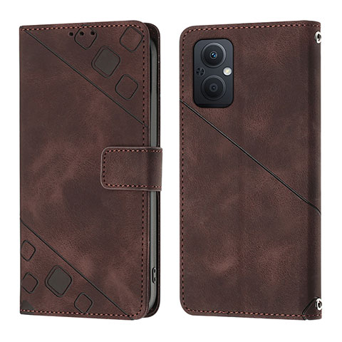 Funda de Cuero Cartera con Soporte Carcasa YB1 para Oppo A96 5G Marron