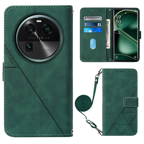 Funda de Cuero Cartera con Soporte Carcasa YB1 para Oppo Find X6 Pro 5G Verde