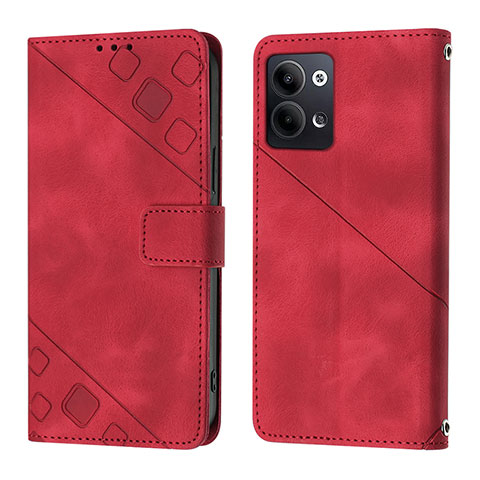 Funda de Cuero Cartera con Soporte Carcasa YB1 para Oppo Reno9 Pro 5G Rojo