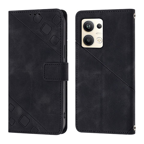 Funda de Cuero Cartera con Soporte Carcasa YB1 para Oppo Reno9 Pro+ Plus 5G Negro