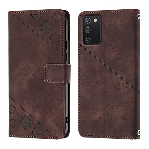 Funda de Cuero Cartera con Soporte Carcasa YB1 para Samsung Galaxy A03s Marron