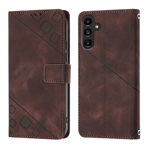 Funda de Cuero Cartera con Soporte Carcasa YB1 para Samsung Galaxy A04s Marron