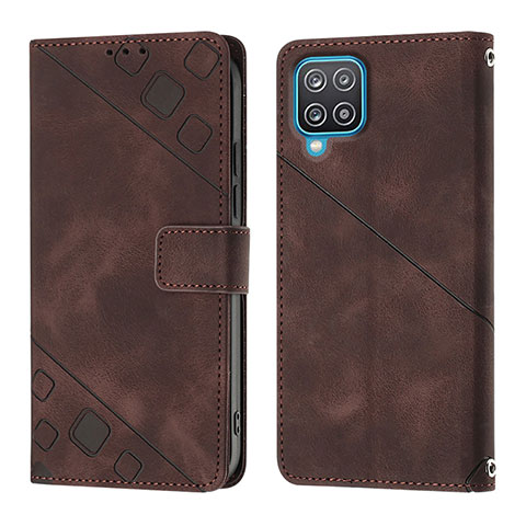 Funda de Cuero Cartera con Soporte Carcasa YB1 para Samsung Galaxy A12 5G Marron