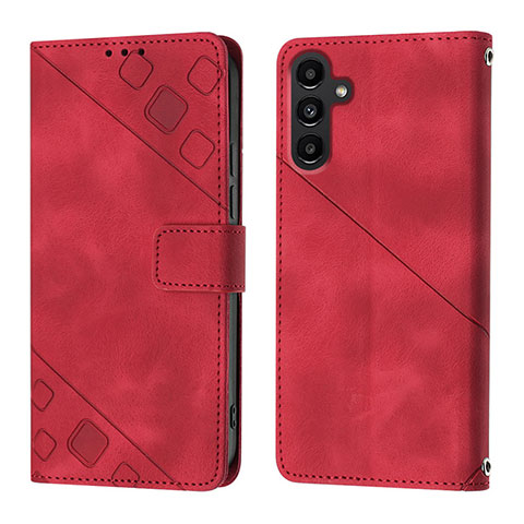 Funda de Cuero Cartera con Soporte Carcasa YB1 para Samsung Galaxy A14 4G Rojo