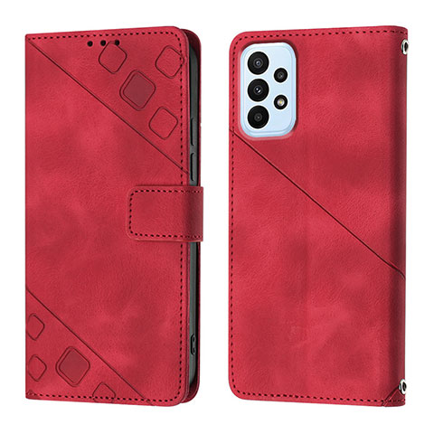 Funda de Cuero Cartera con Soporte Carcasa YB1 para Samsung Galaxy A23 5G Rojo