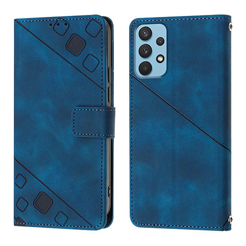 Funda de Cuero Cartera con Soporte Carcasa YB1 para Samsung Galaxy A32 4G Azul