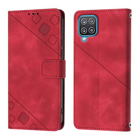 Funda de Cuero Cartera con Soporte Carcasa YB1 para Samsung Galaxy F12 Rojo