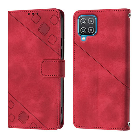 Funda de Cuero Cartera con Soporte Carcasa YB1 para Samsung Galaxy M12 Rojo