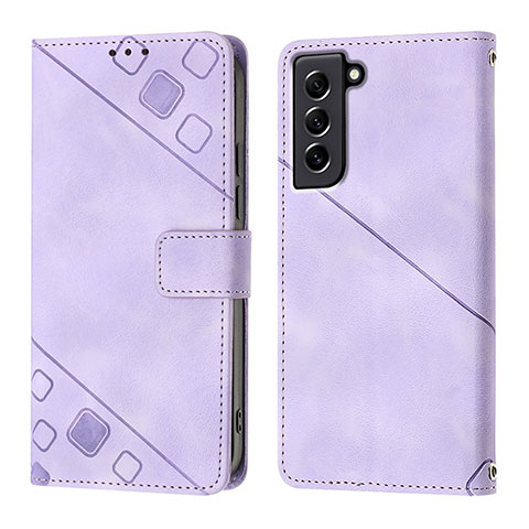 Funda de Cuero Cartera con Soporte Carcasa YB1 para Samsung Galaxy S21 FE 5G Morado