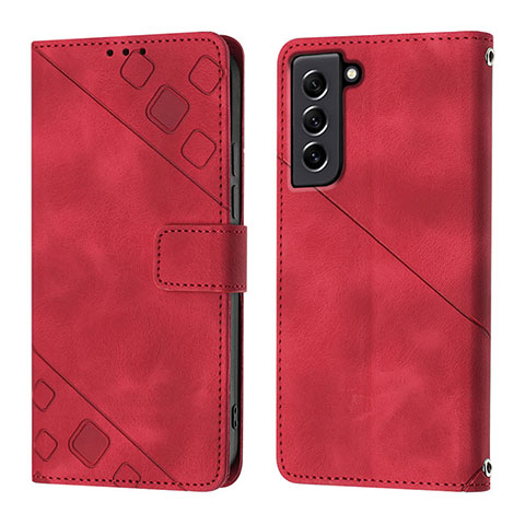 Funda de Cuero Cartera con Soporte Carcasa YB1 para Samsung Galaxy S21 FE 5G Rojo