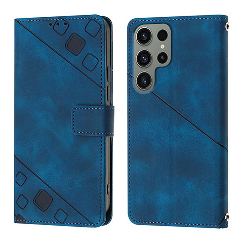 Funda de Cuero Cartera con Soporte Carcasa YB1 para Samsung Galaxy S24 Ultra 5G Azul