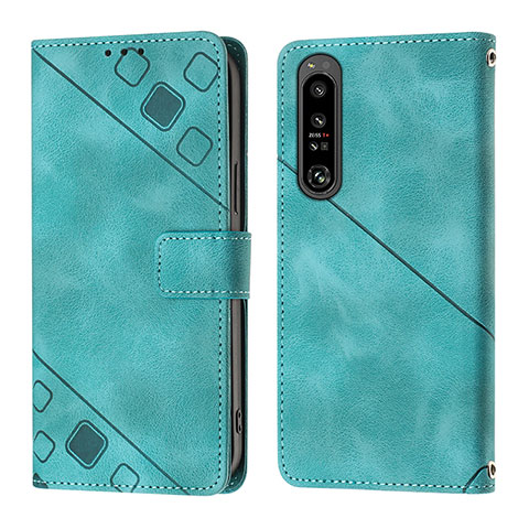 Funda de Cuero Cartera con Soporte Carcasa YB1 para Sony Xperia 1 IV Verde