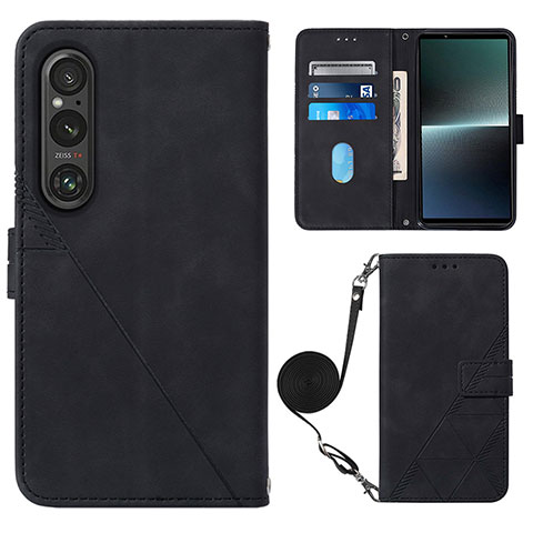 Funda de Cuero Cartera con Soporte Carcasa YB1 para Sony Xperia 1 V Negro