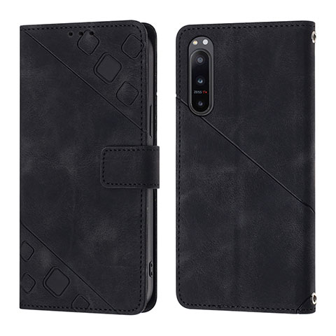 Funda de Cuero Cartera con Soporte Carcasa YB1 para Sony Xperia 5 IV Negro