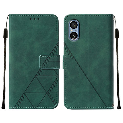 Funda de Cuero Cartera con Soporte Carcasa YB1 para Sony Xperia 5 V Verde