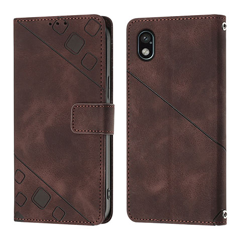 Funda de Cuero Cartera con Soporte Carcasa YB1 para Sony Xperia Ace III Marron