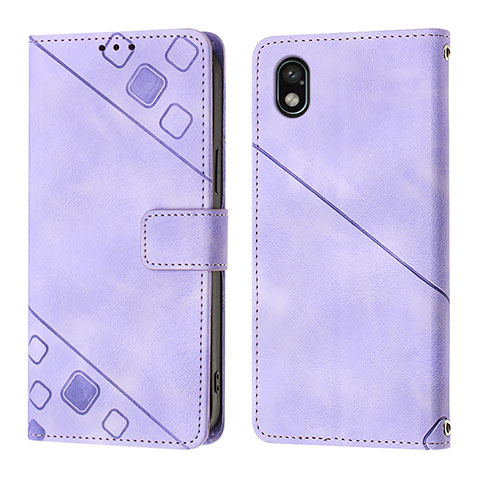 Funda de Cuero Cartera con Soporte Carcasa YB1 para Sony Xperia Ace III Morado