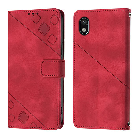 Funda de Cuero Cartera con Soporte Carcasa YB1 para Sony Xperia Ace III Rojo