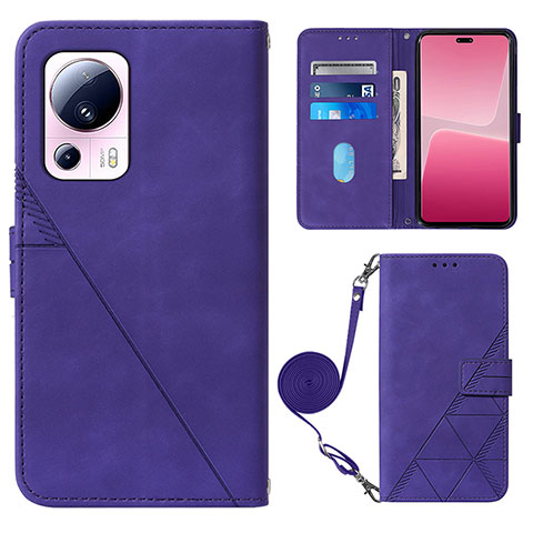 Funda de Cuero Cartera con Soporte Carcasa YB1 para Xiaomi Civi 2 5G Morado