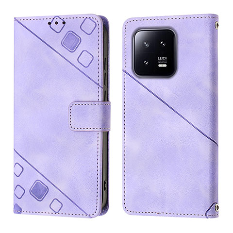 Funda de Cuero Cartera con Soporte Carcasa YB1 para Xiaomi Mi 13 5G Morado