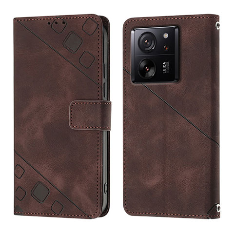 Funda de Cuero Cartera con Soporte Carcasa YB1 para Xiaomi Mi 13T 5G Marron