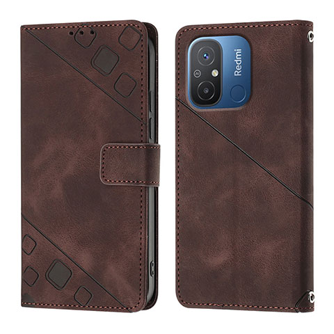 Funda de Cuero Cartera con Soporte Carcasa YB1 para Xiaomi Poco C55 Marron