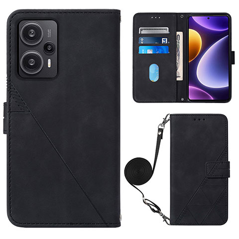 Funda de Cuero Cartera con Soporte Carcasa YB1 para Xiaomi Poco F5 5G Negro