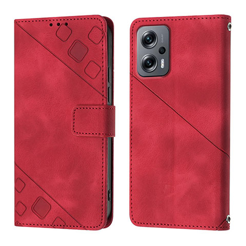 Funda de Cuero Cartera con Soporte Carcasa YB1 para Xiaomi Poco X4 GT 5G Rojo