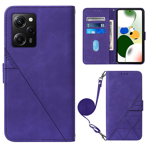 Funda de Cuero Cartera con Soporte Carcasa YB1 para Xiaomi Poco X5 Pro 5G Morado